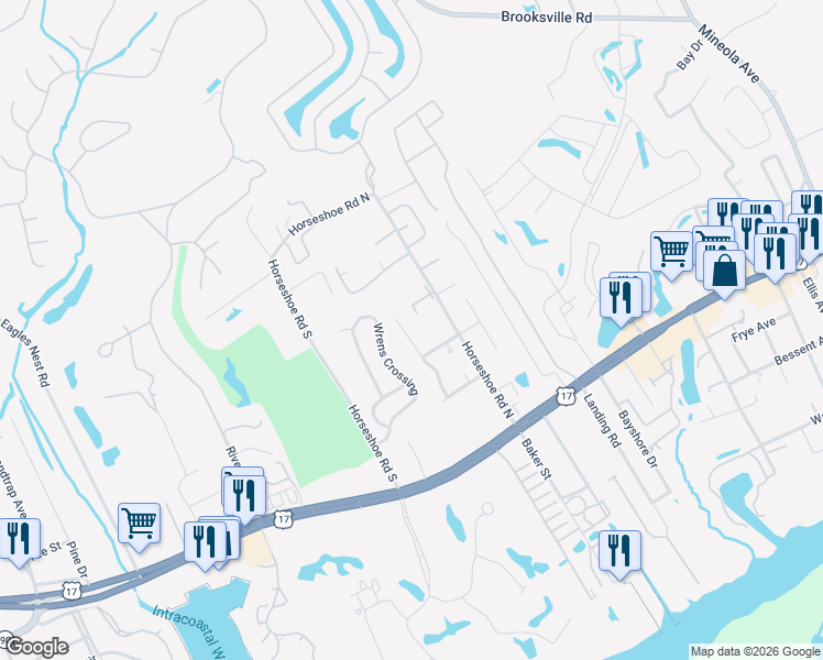 map of restaurants, bars, coffee shops, grocery stores, and more near 4207 Wrens Crossing in Little River