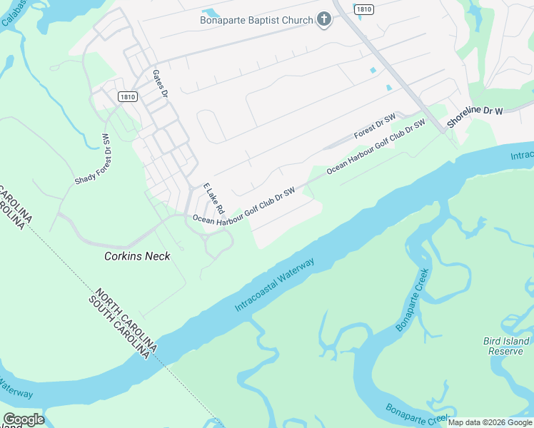 map of restaurants, bars, coffee shops, grocery stores, and more near 9285 Peakwood Drive Southwest in Calabash