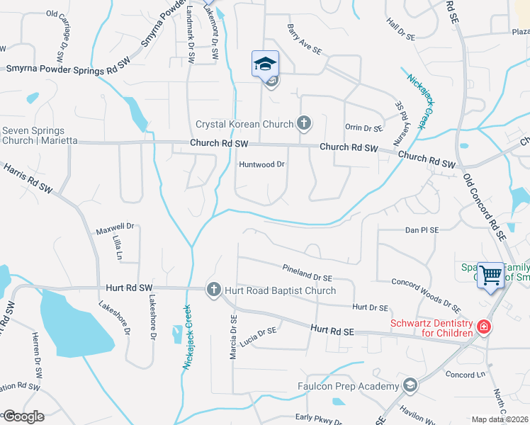 map of restaurants, bars, coffee shops, grocery stores, and more near 111 Ennisbrook Drive Southeast in Smyrna