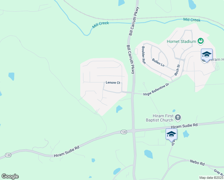 map of restaurants, bars, coffee shops, grocery stores, and more near 84 Lanier Crossing in Hiram