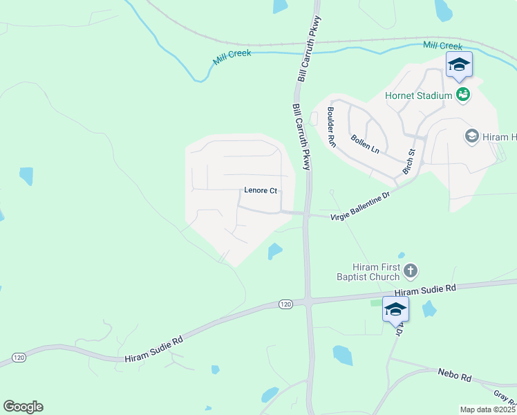 map of restaurants, bars, coffee shops, grocery stores, and more near 84 Lanier Crossing in Hiram