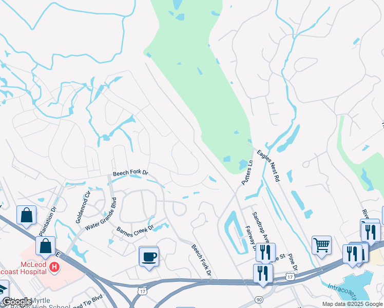 map of restaurants, bars, coffee shops, grocery stores, and more near 3769 Golf Avenue in Little River