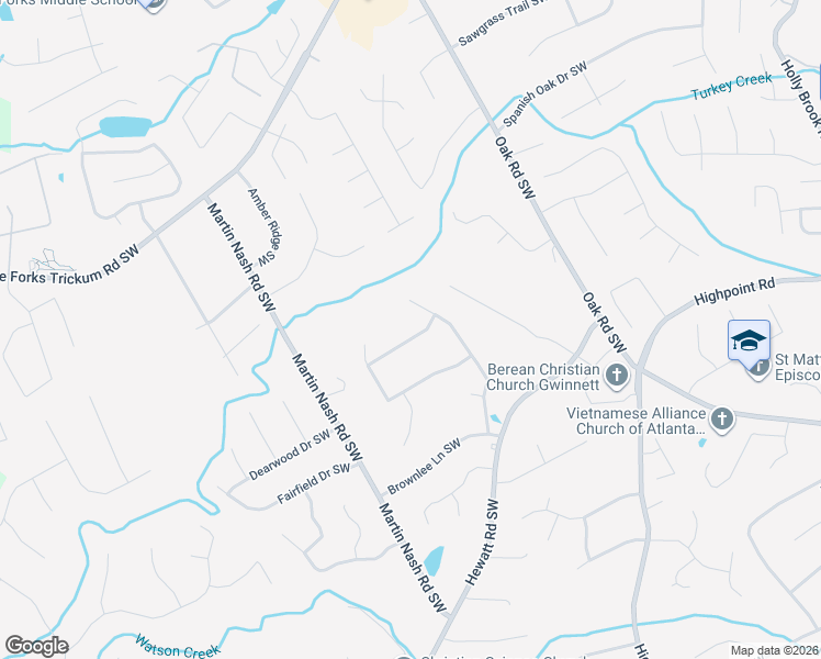 map of restaurants, bars, coffee shops, grocery stores, and more near 3179 Wood Springs Court in Lilburn