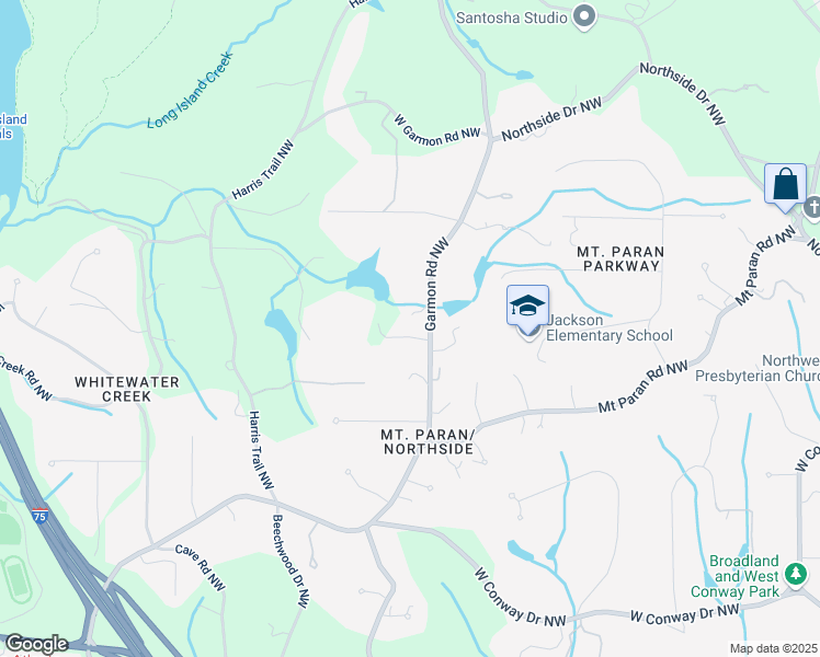 map of restaurants, bars, coffee shops, grocery stores, and more near 4340 Garmon Road Northwest in Atlanta