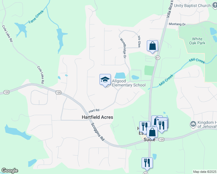 map of restaurants, bars, coffee shops, grocery stores, and more near 312 Hart Road in Dallas