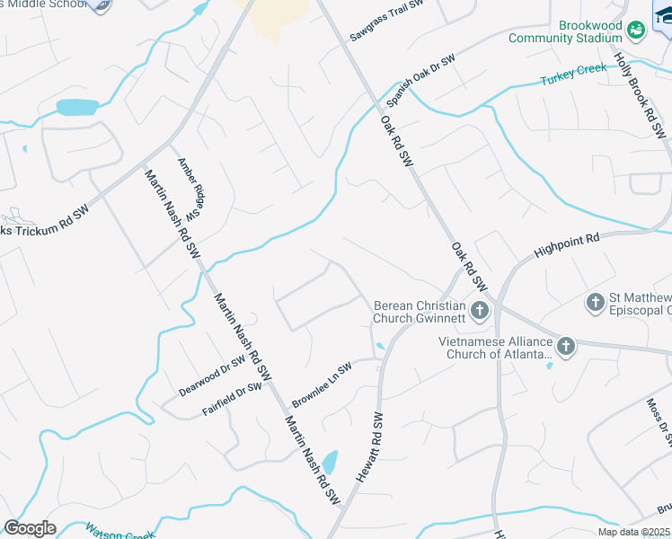 map of restaurants, bars, coffee shops, grocery stores, and more near 1280 Pond Springs Trce Southwest in Lilburn