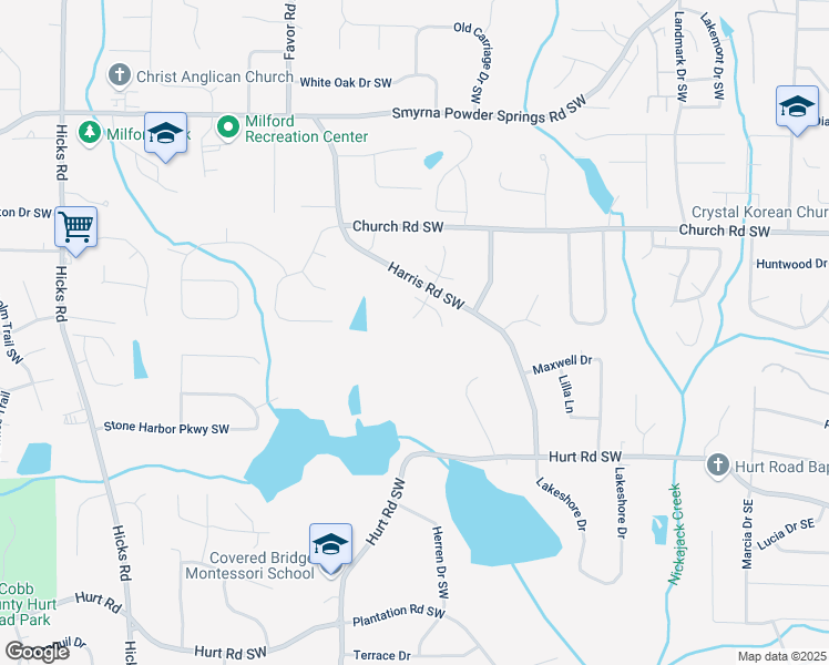 map of restaurants, bars, coffee shops, grocery stores, and more near 3219 Blackshear Drive in Marietta
