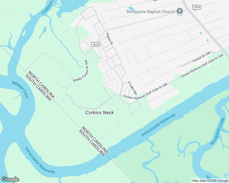 map of restaurants, bars, coffee shops, grocery stores, and more near 9095 Devaun Park Boulevard in Calabash