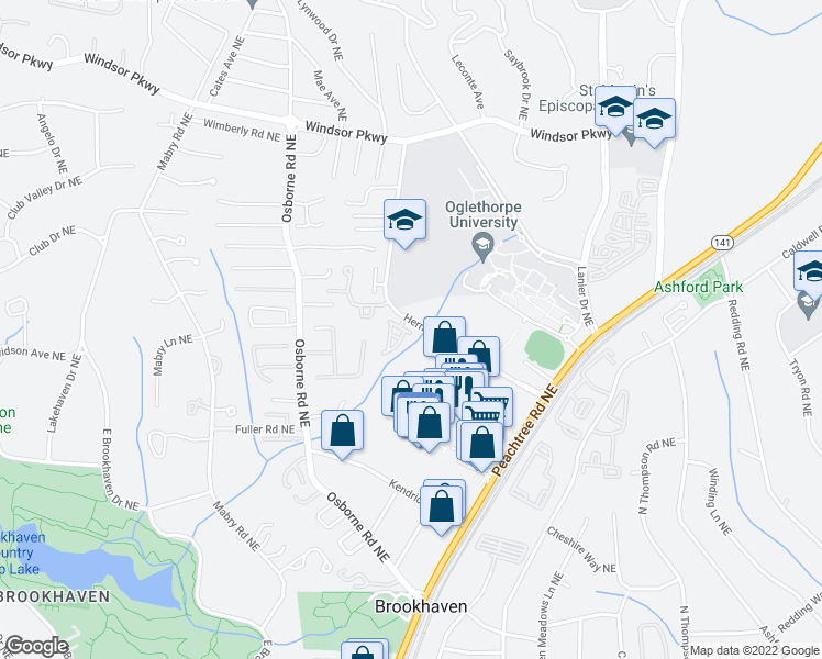 map of restaurants, bars, coffee shops, grocery stores, and more near 2925 Hermance Drive Northeast in Atlanta
