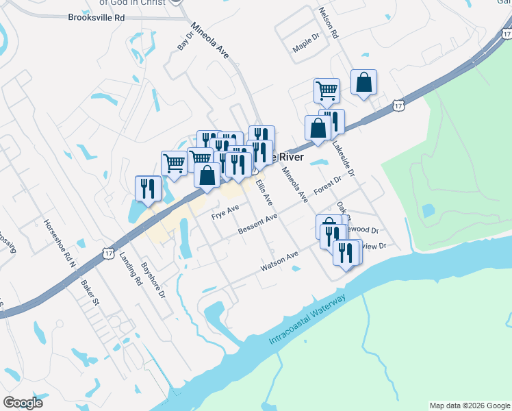 map of restaurants, bars, coffee shops, grocery stores, and more near 4330 State Road S-26-604 in Little River