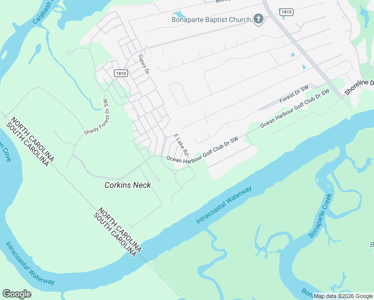 map of restaurants, bars, coffee shops, grocery stores, and more near 9126 East Lake Road in Calabash