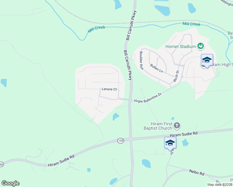 map of restaurants, bars, coffee shops, grocery stores, and more near 37 Lanier Court in Hiram