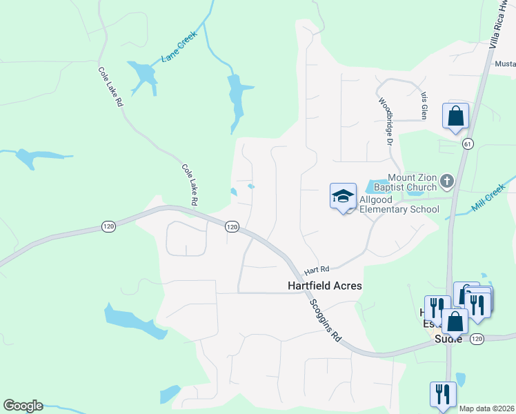 map of restaurants, bars, coffee shops, grocery stores, and more near 96 William Drive in Dallas