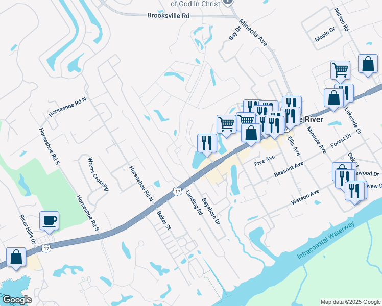 map of restaurants, bars, coffee shops, grocery stores, and more near 4278 Pinehurst Circle in Little River