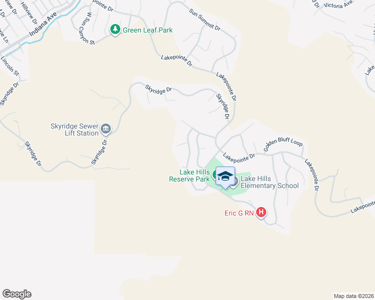 map of restaurants, bars, coffee shops, grocery stores, and more near 16881 Spring Canyon Place in Riverside