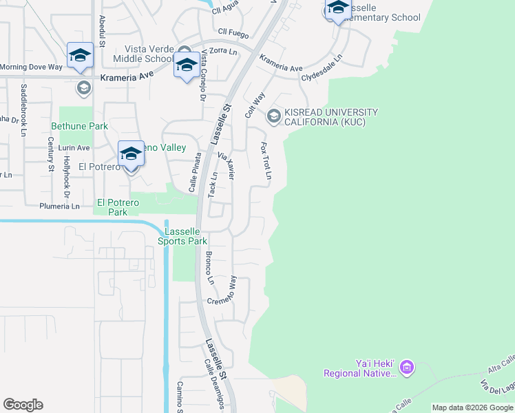 map of restaurants, bars, coffee shops, grocery stores, and more near 26209 Percheron Circle in Moreno Valley