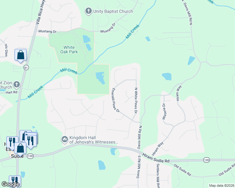 map of restaurants, bars, coffee shops, grocery stores, and more near 372 Emerald Pines Drive in Dallas