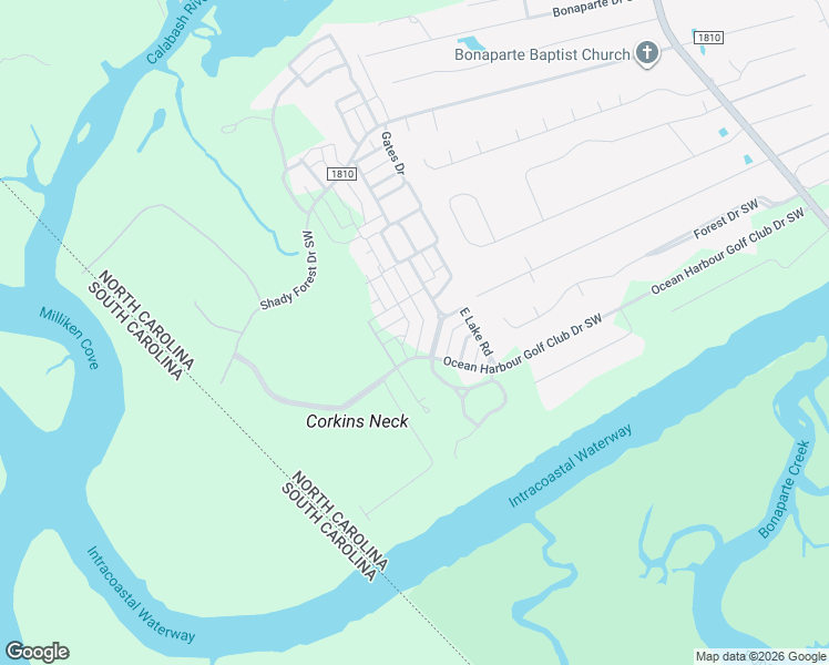 map of restaurants, bars, coffee shops, grocery stores, and more near 9095 Devaun Park Boulevard in Calabash