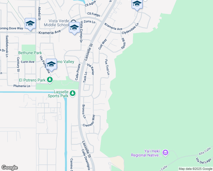 map of restaurants, bars, coffee shops, grocery stores, and more near 26241 Percheron Circle in Moreno Valley