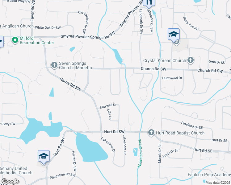 map of restaurants, bars, coffee shops, grocery stores, and more near 3247 Clearview Drive Southwest in Marietta