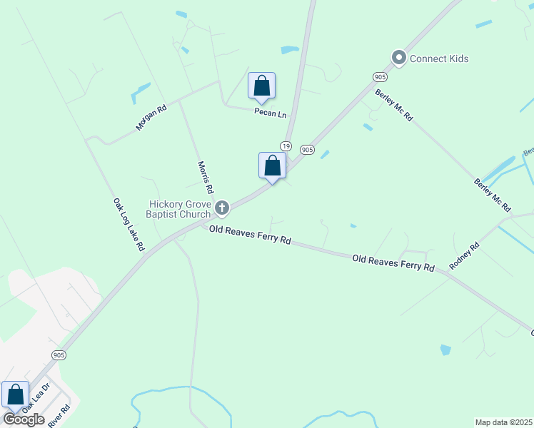 map of restaurants, bars, coffee shops, grocery stores, and more near 2875 Old Reaves Ferry Road in Conway