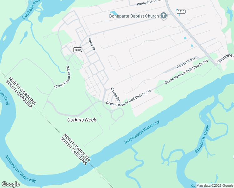 map of restaurants, bars, coffee shops, grocery stores, and more near 9126 East Lake Road in Calabash