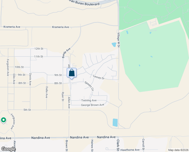 map of restaurants, bars, coffee shops, grocery stores, and more near 21495 Lemay Drive in March Air Reserve Base