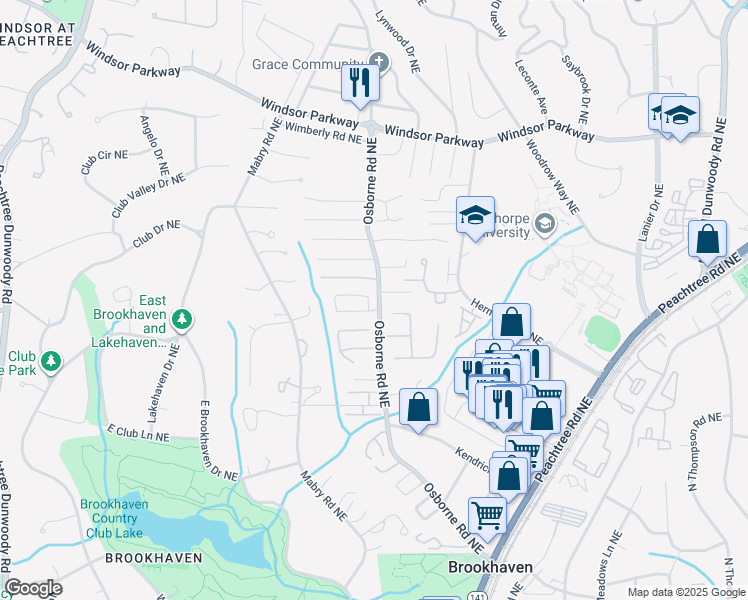map of restaurants, bars, coffee shops, grocery stores, and more near 1145 Capital Club Circle Northeast in Atlanta