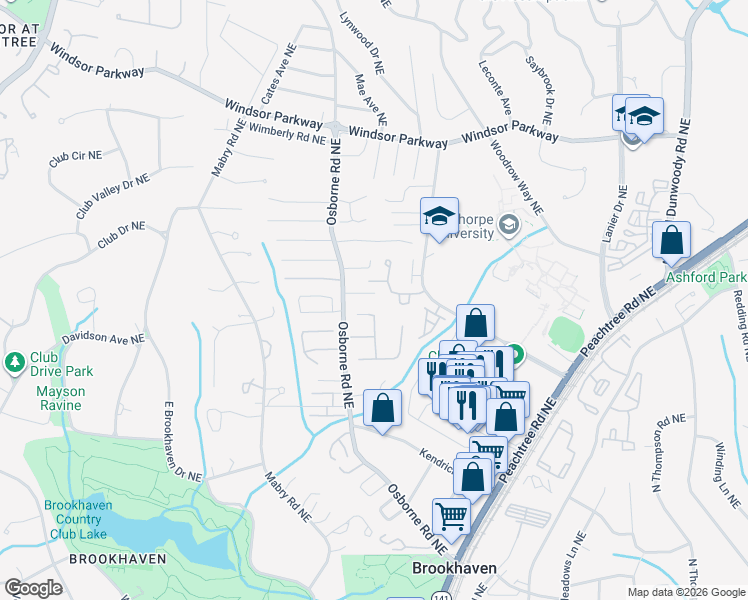 map of restaurants, bars, coffee shops, grocery stores, and more near 1181 Alexandria Court Northeast in Atlanta