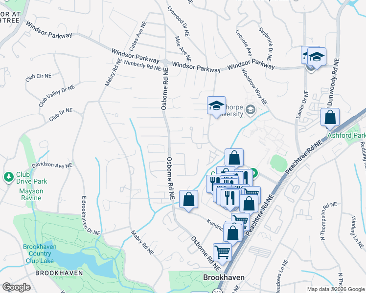 map of restaurants, bars, coffee shops, grocery stores, and more near 1181 Alexandria Court Northeast in Atlanta