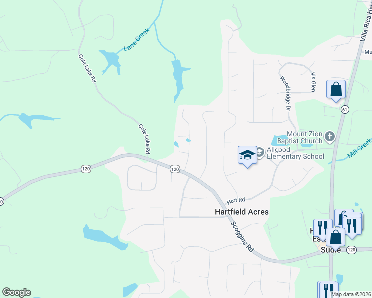 map of restaurants, bars, coffee shops, grocery stores, and more near 125 William Drive in Dallas