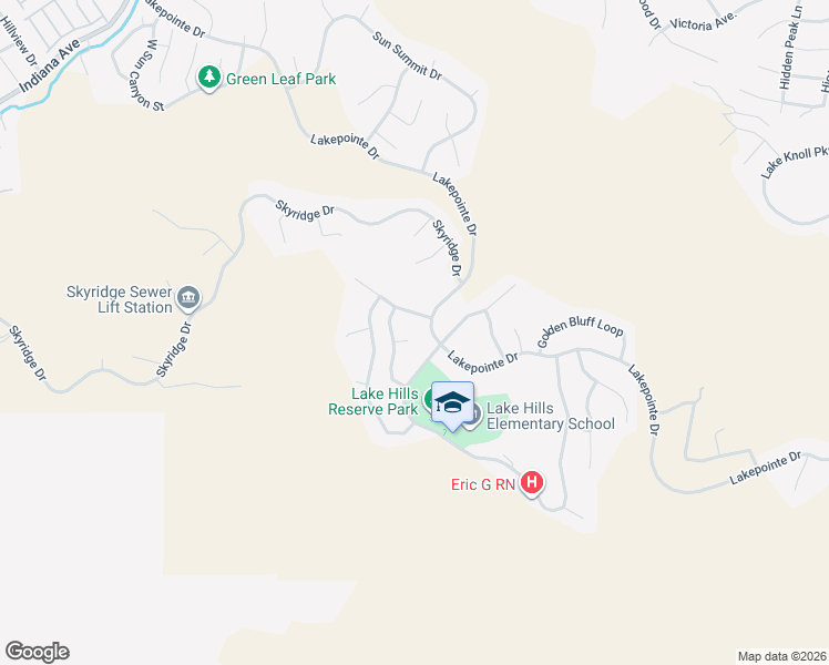 map of restaurants, bars, coffee shops, grocery stores, and more near 18778 Lakepointe Drive in Riverside