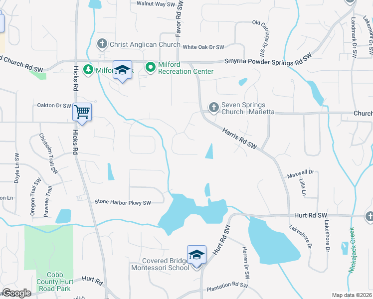map of restaurants, bars, coffee shops, grocery stores, and more near 3307 Wildwood Drive in Marietta