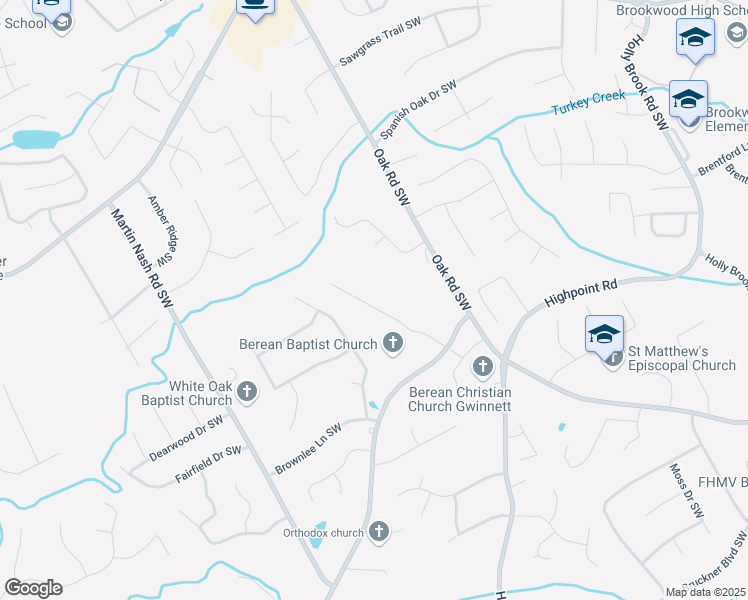 map of restaurants, bars, coffee shops, grocery stores, and more near 1300 Bullock Place Southwest in Lilburn