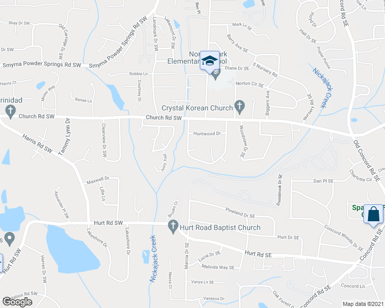 map of restaurants, bars, coffee shops, grocery stores, and more near 10 Valley Forest Lane in Smyrna