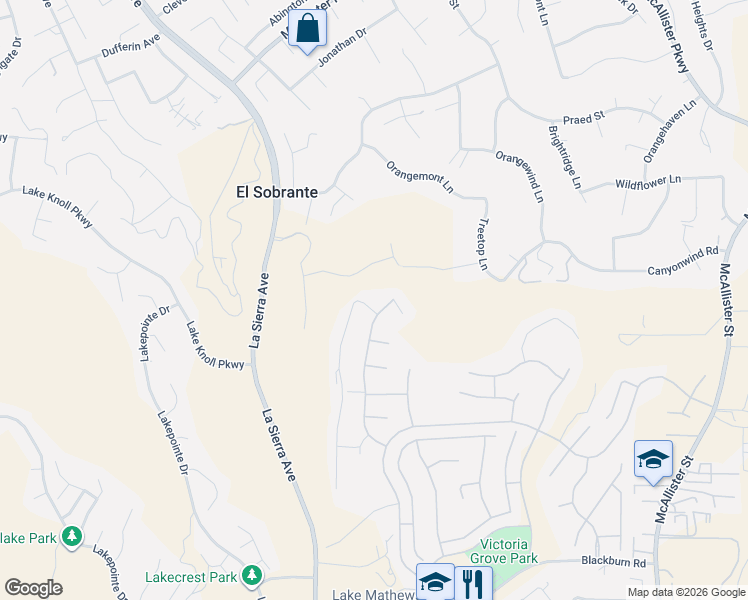 map of restaurants, bars, coffee shops, grocery stores, and more near 16837 Carrotwood Drive in Riverside