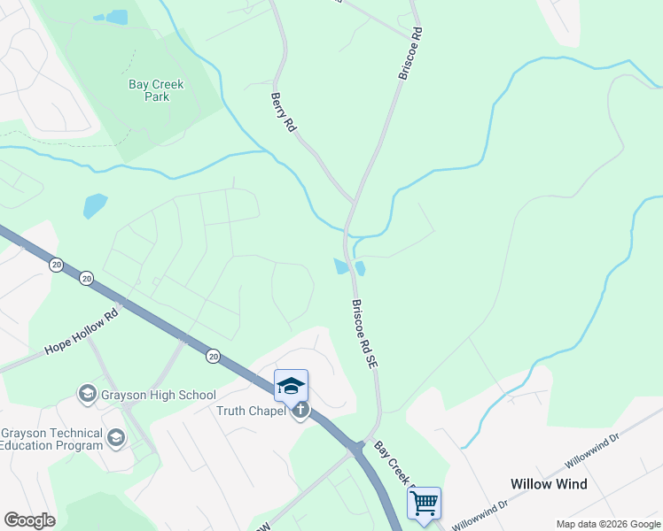 map of restaurants, bars, coffee shops, grocery stores, and more near 3251 Briscoe Road in Loganville