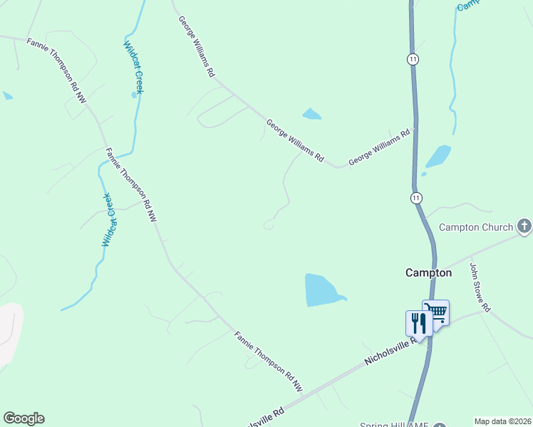 map of restaurants, bars, coffee shops, grocery stores, and more near 3084 George Williams Road in Monroe