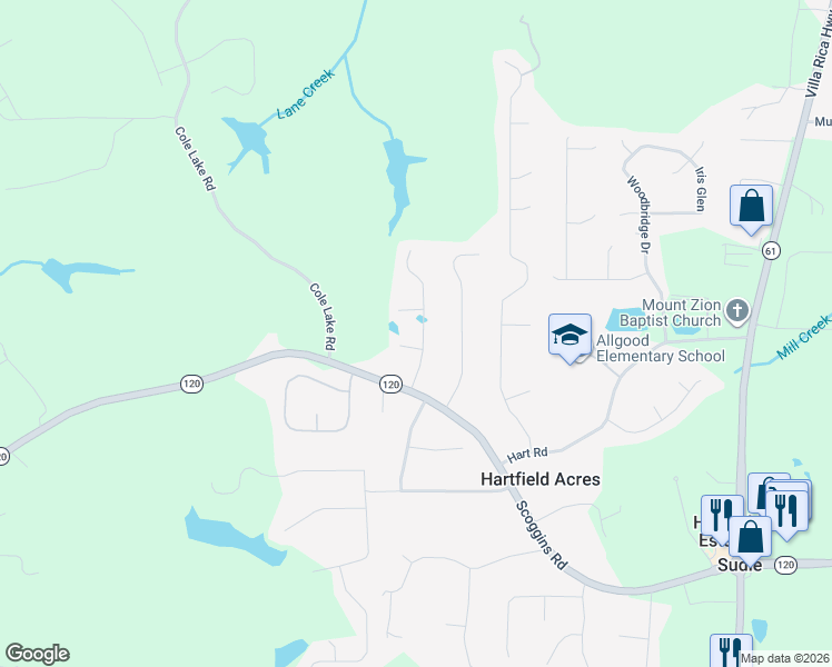 map of restaurants, bars, coffee shops, grocery stores, and more near 125 William Drive in Dallas