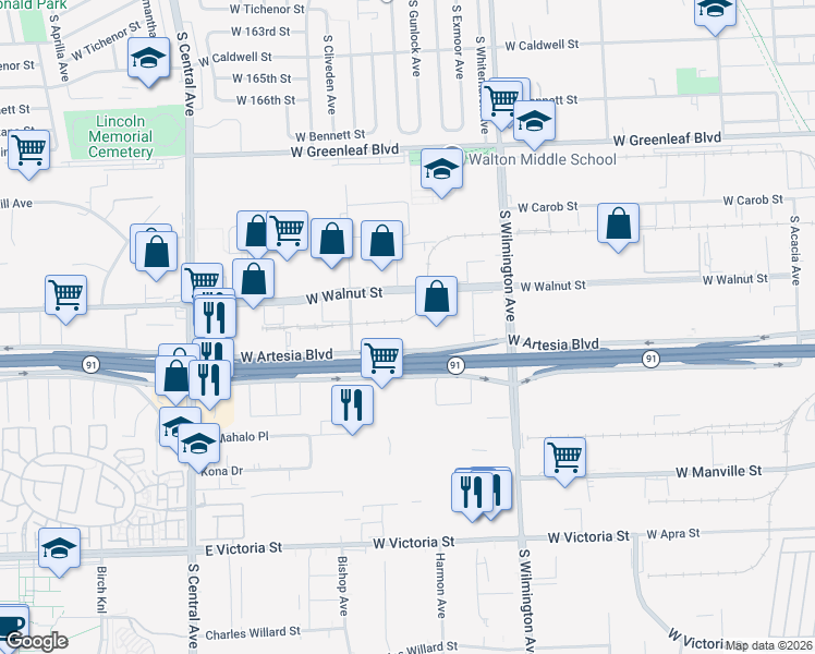 map of restaurants, bars, coffee shops, grocery stores, and more near in CRYSTAL CITY