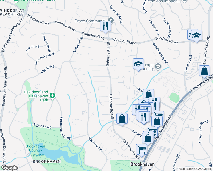 map of restaurants, bars, coffee shops, grocery stores, and more near 1133 Capital Club Circle Northeast in Atlanta