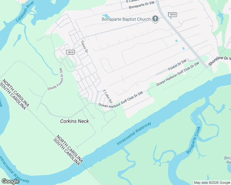 map of restaurants, bars, coffee shops, grocery stores, and more near 9198 Forest Dr SW in Sunset Beach
