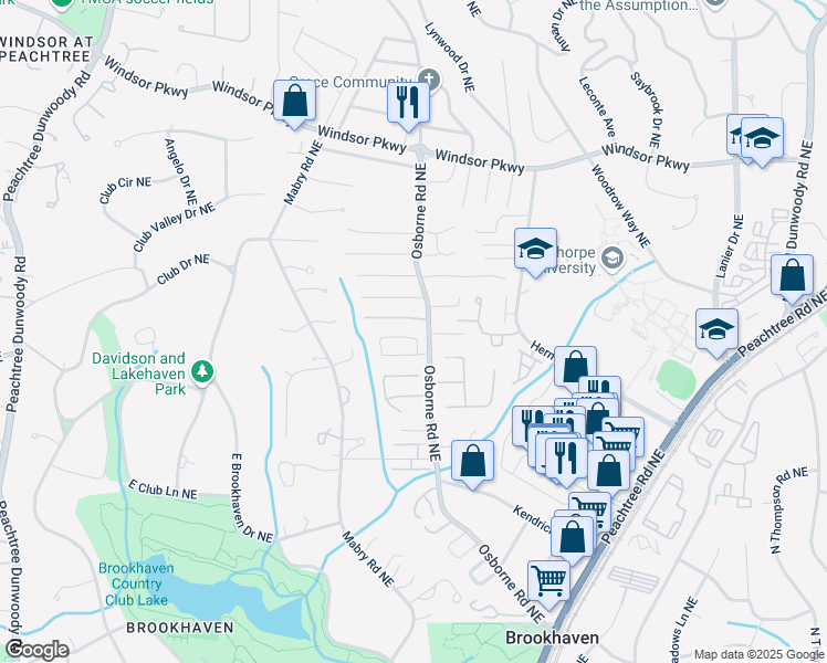map of restaurants, bars, coffee shops, grocery stores, and more near 1133 Capital Club Circle Northeast in Atlanta