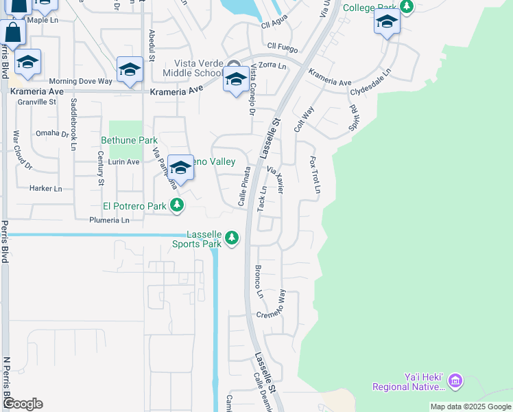 map of restaurants, bars, coffee shops, grocery stores, and more near 26063 Holstein Drive in Moreno Valley