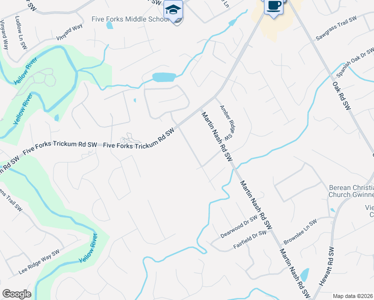 map of restaurants, bars, coffee shops, grocery stores, and more near 1141 Kelvington Way Southwest in Lilburn