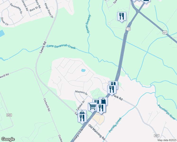 map of restaurants, bars, coffee shops, grocery stores, and more near 1700 Trevino Drive in Sumter