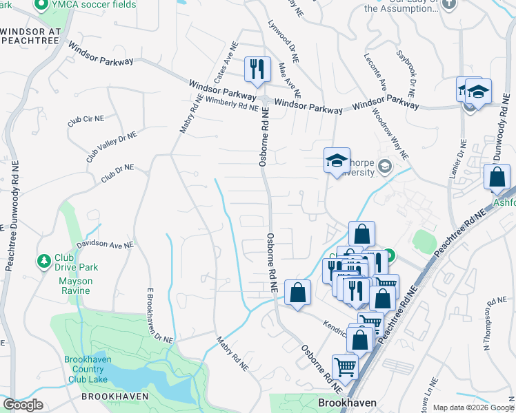 map of restaurants, bars, coffee shops, grocery stores, and more near 1145 Capital Club Circle Northeast in Atlanta