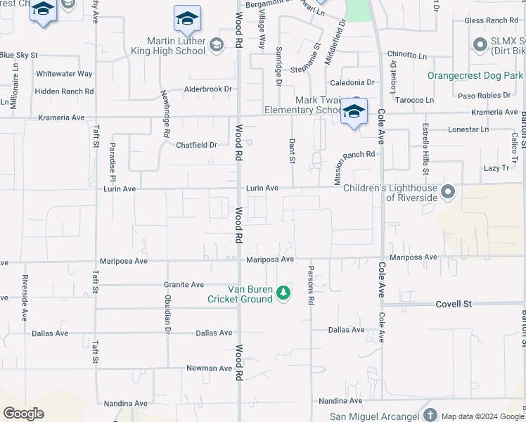 map of restaurants, bars, coffee shops, grocery stores, and more near 9659 Tuco Lane in Riverside