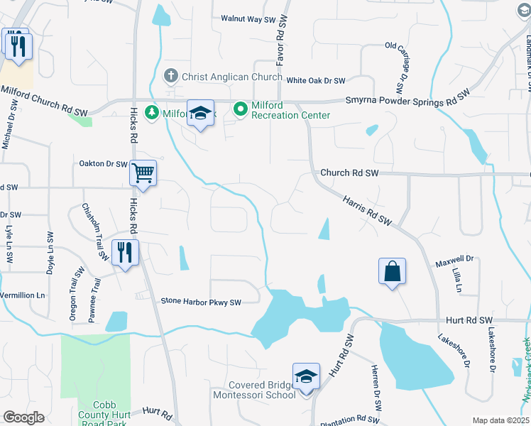 map of restaurants, bars, coffee shops, grocery stores, and more near 3248 Wildwood Drive in Marietta