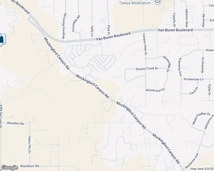 map of restaurants, bars, coffee shops, grocery stores, and more near 15455 Brookview Court in Riverside